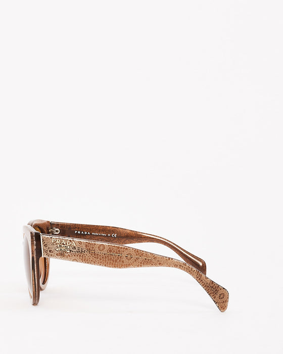 Prada Brown Acetate Lace Pattern Cat Eye Sunglasses