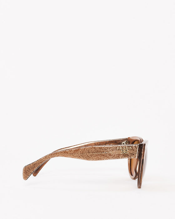 Prada Brown Acetate Lace Pattern Cat Eye Sunglasses