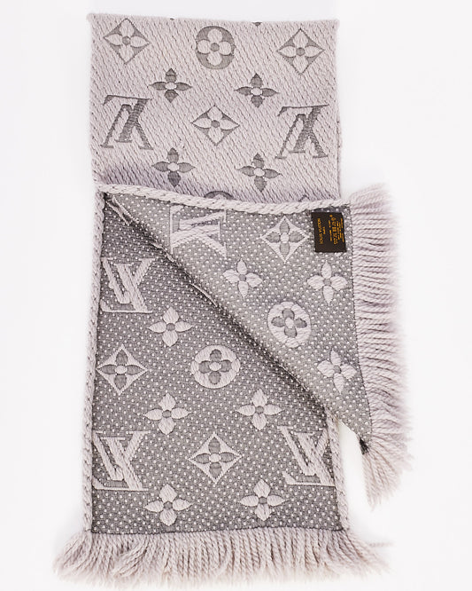 Écharpe monogramme surdimensionnée en laine grise Louis Vuitton