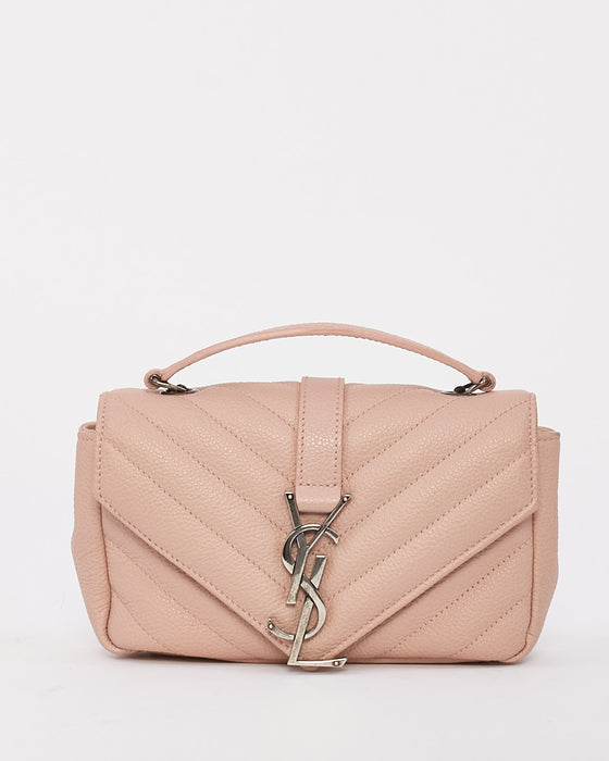 Saint Laurent Light Pink Chevron Matelassé Classic Baby Chain Bag