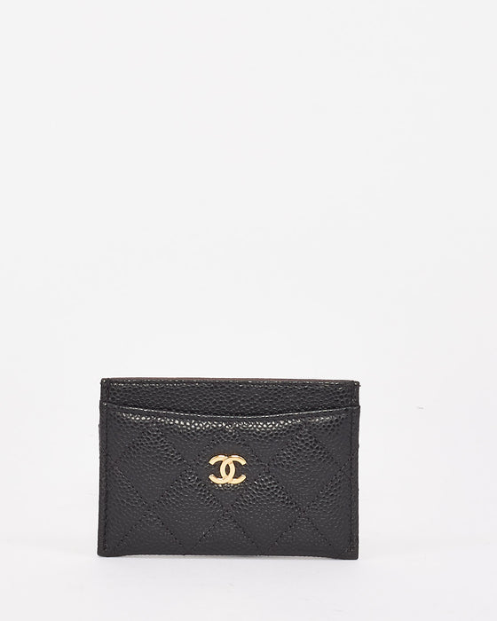Chanel Black Grained Calfskin Leather & Gold-Tone Metal Classic