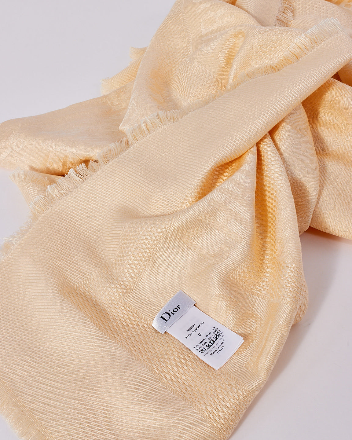 Dior Beige Wool & Silk Oblique Monogram Shawl