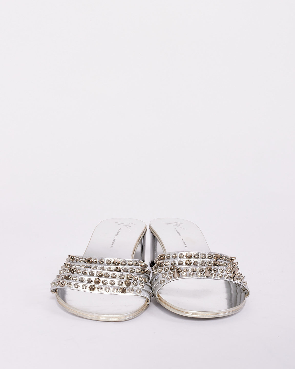 Giuseppe Zanotti Silver Studded Heeled Sandals -39