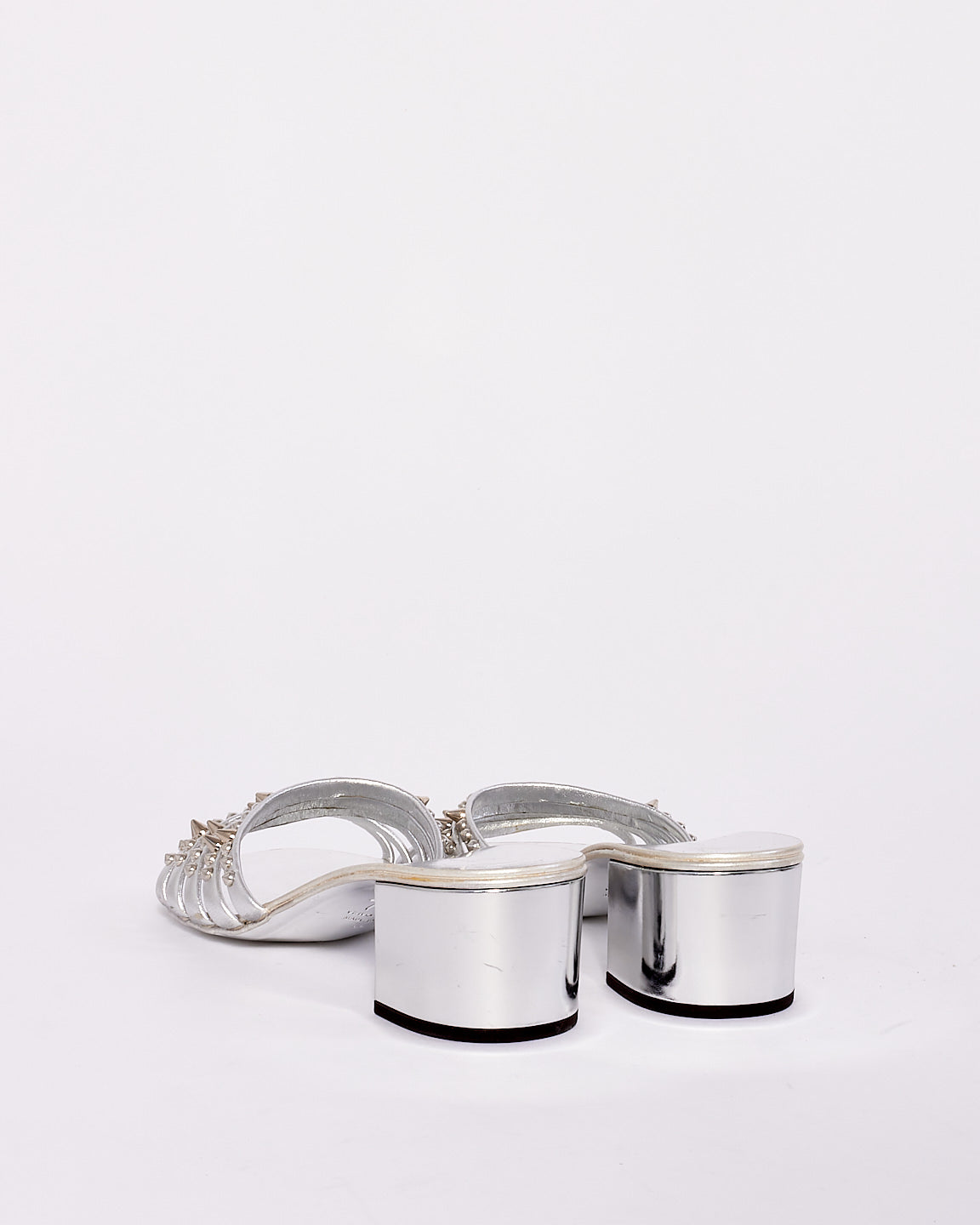 Giuseppe Zanotti Silver Studded Heeled Sandals -39