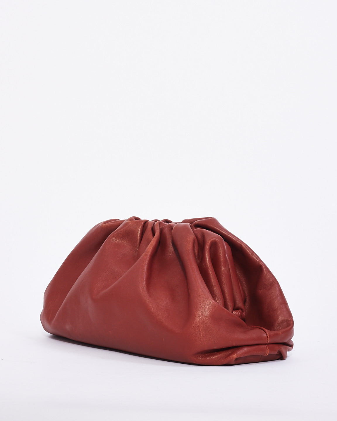 Bottega Rust Leather The Pouch Clutch Bag