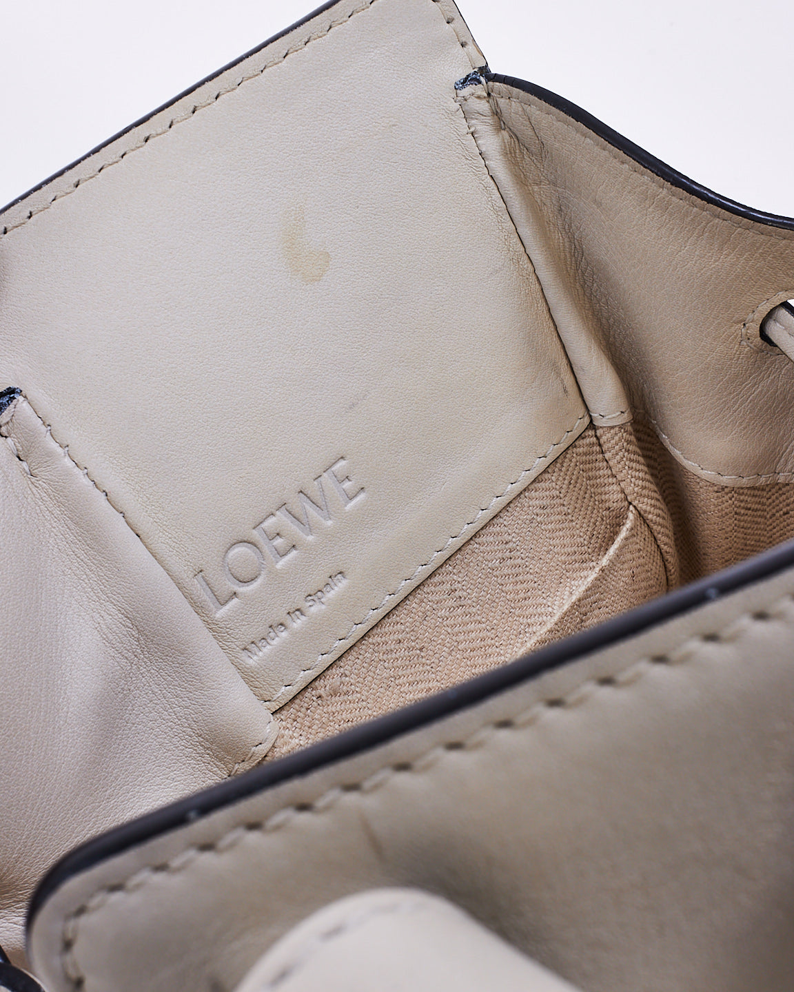 Loewe White Leather Mini Hammock Bag