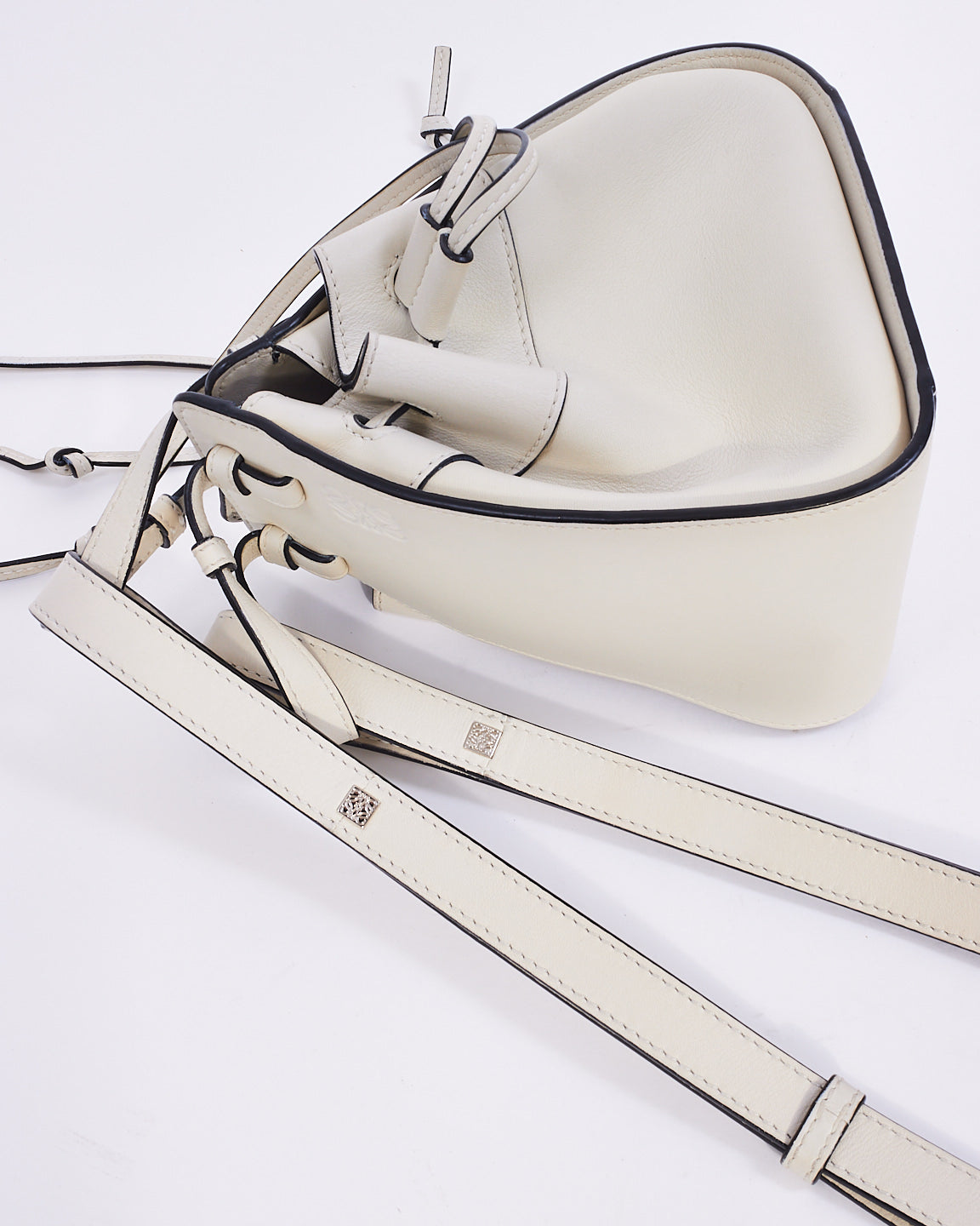 Loewe White Leather Mini Hammock Bag