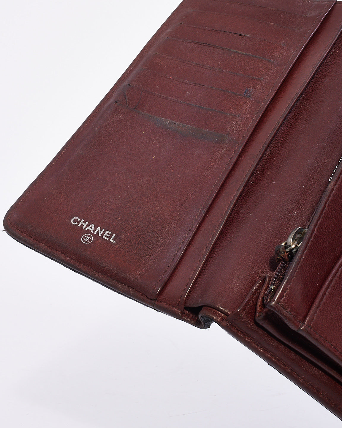 Chanel Black Lambskin Quilted Leather Logo Long Bi-Fold Wallet