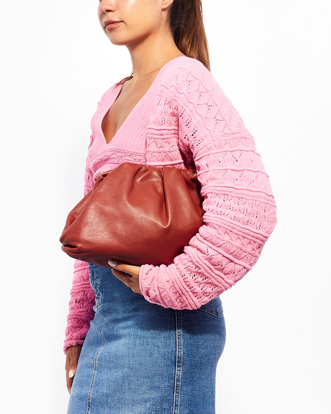 Buy Bottega Rust Leather The Pouch Clutch Bag - Authenticated Pre-Owned ...