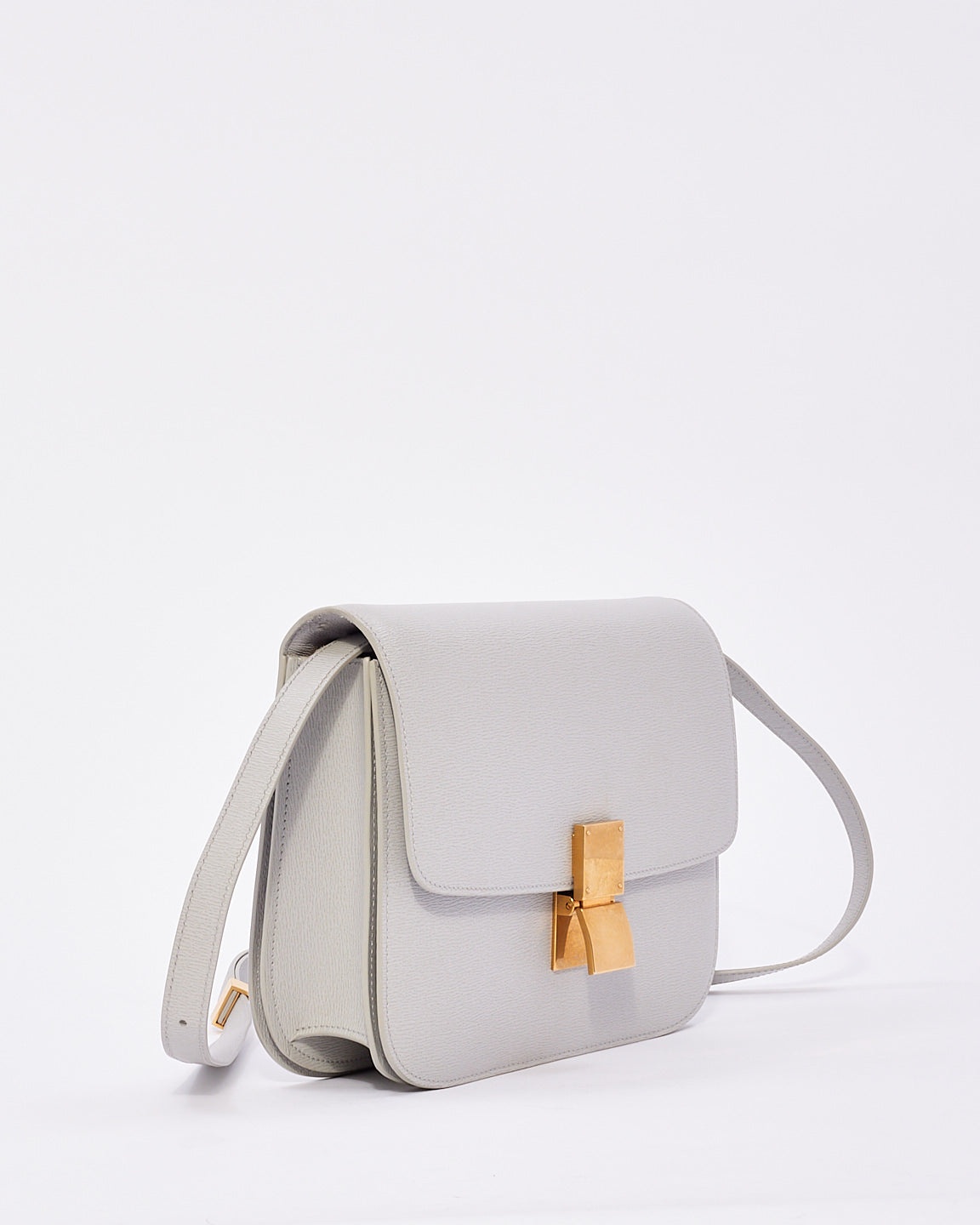 Celine Light Grey Box Calfskin Leather Medium Box Bag