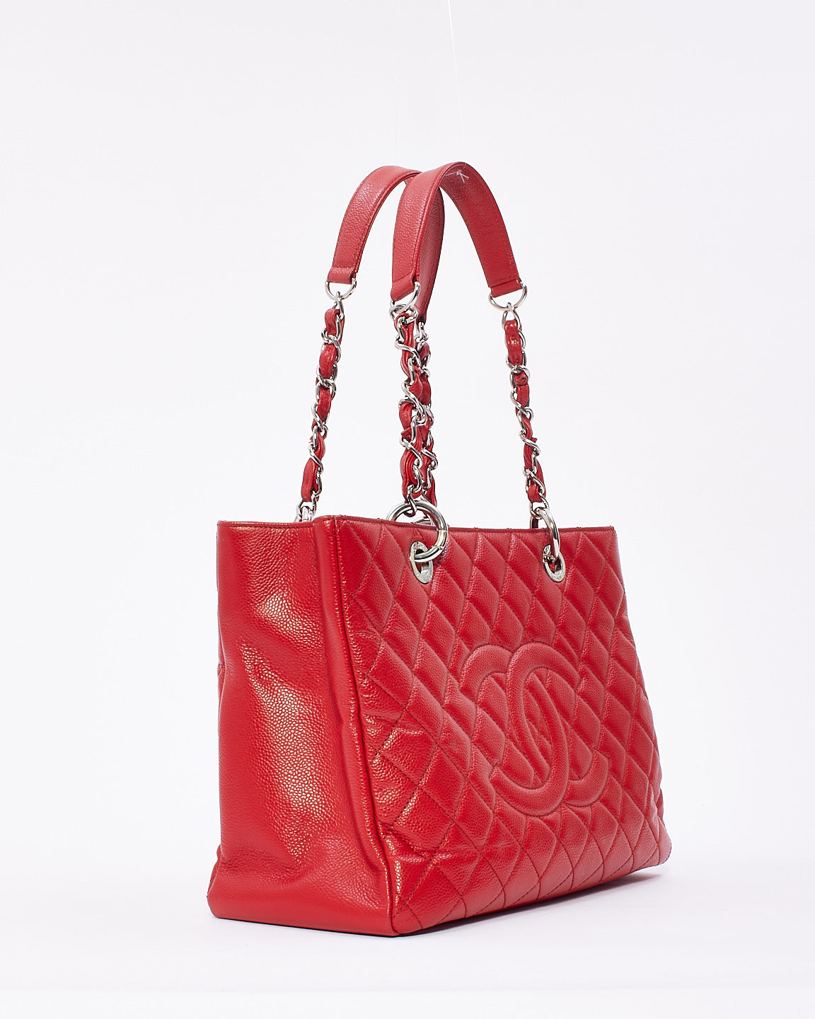 Chanel Red Caviar Leather Grand Shopping Tote