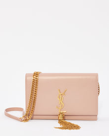  Saint Laurent Pink Smooth Leather Kate Tassel Wallet On Chain Bag
