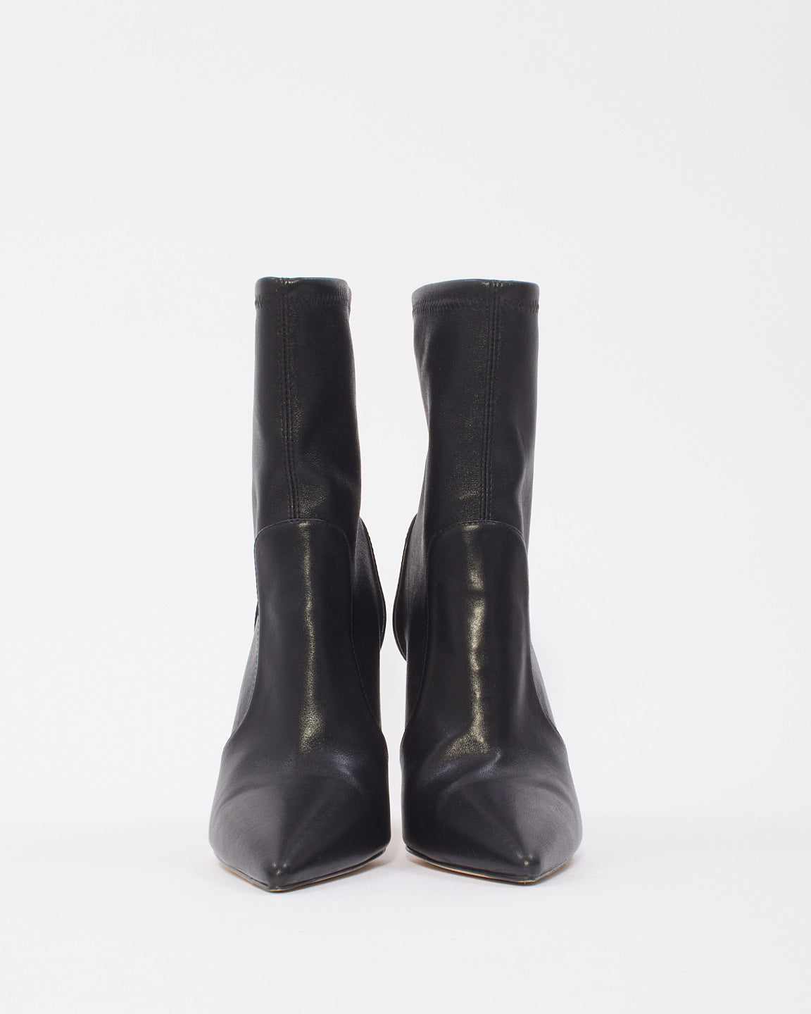 Stuart Weitzman Black Leather Pointed Toe Stiletto 100 Booties - 38