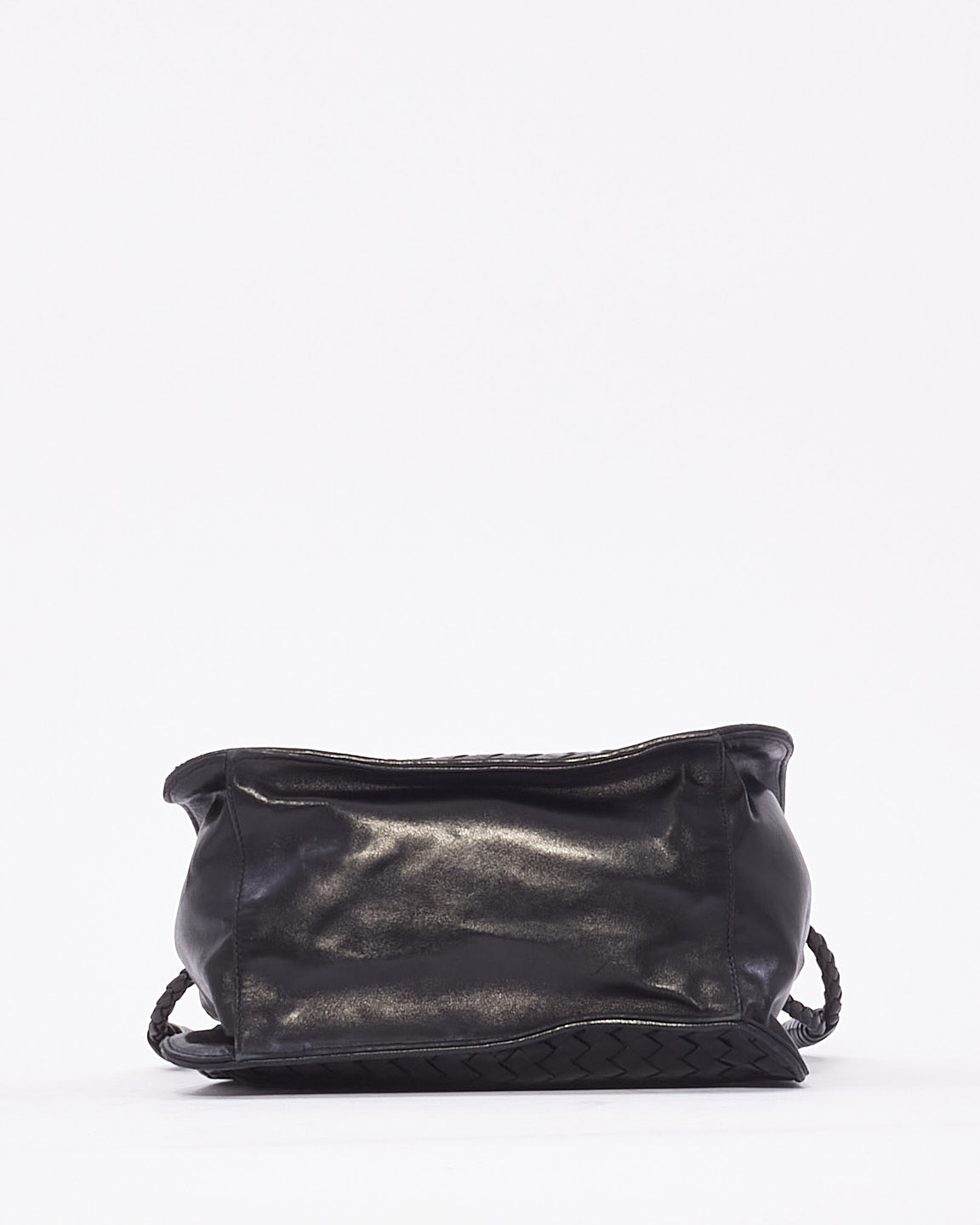 Bottega Vintage Black Intrecciato Leather Shoulder Bag