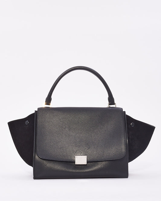 Celine Black Leather & Suede Medium Trapeze Bag