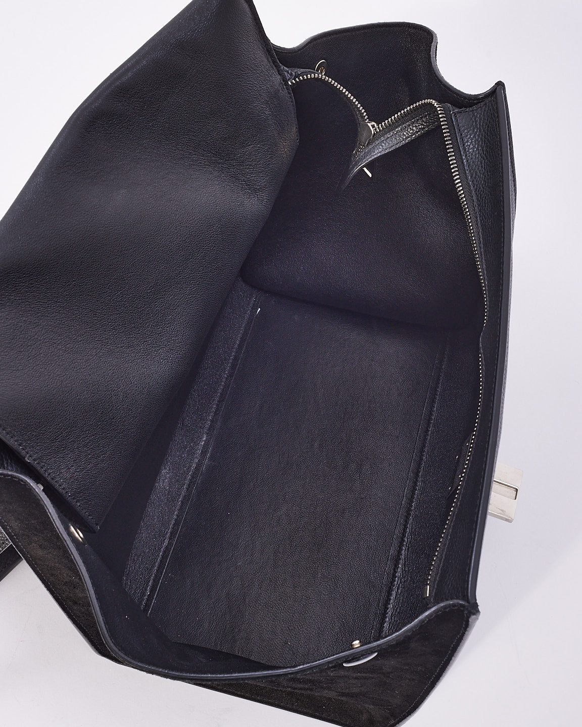 Celine Black Leather & Suede Medium Trapeze Bag