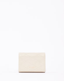  Saint Laurent White Quilted Leather Mini Wallet on Chain