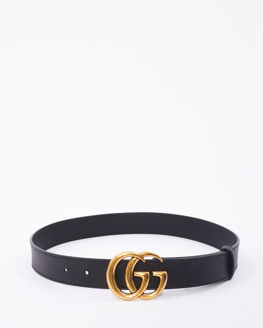 Gucci Black Leather Double GG Marmont Belt - 70/28