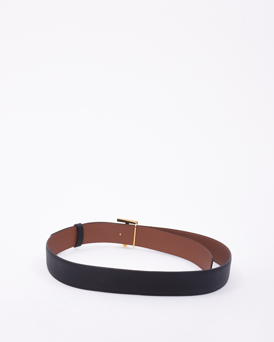 Burberry Black & Tan Leather Reversible B Logo Belt - S
