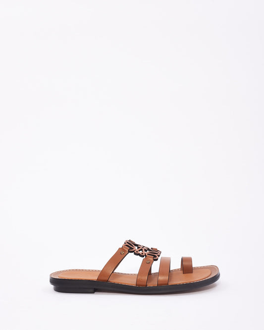 Loewe Tan Leather Anagram Sandals 20 - 39