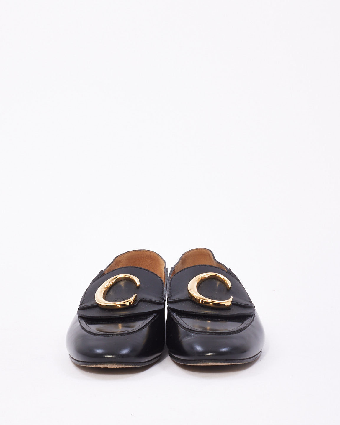 Chloé Black Leather C Loafers - 36.5