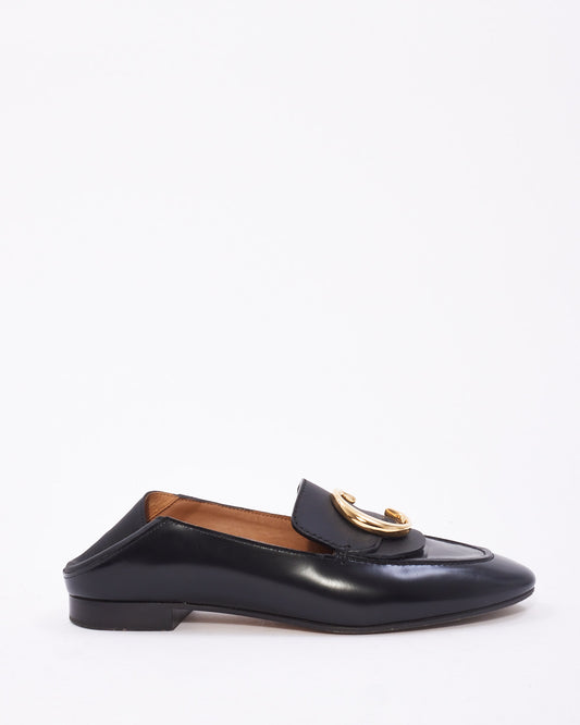 Chloé Black Leather C Loafers - 36.5