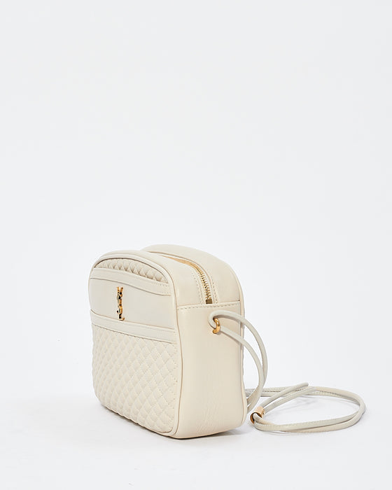 Saint Laurent Cream Leather Victoire Crossbody Handbag