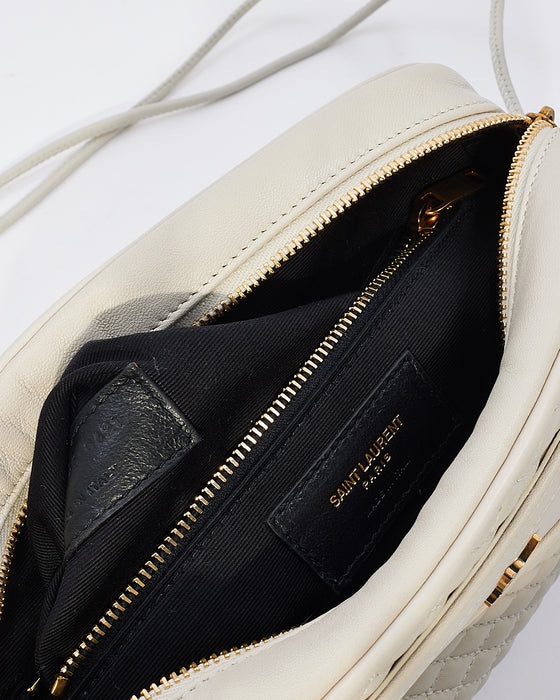 Saint Laurent Cream Leather Victoire Crossbody Handbag