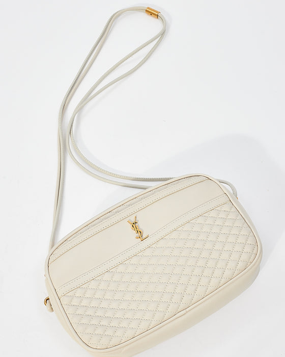 Saint Laurent Cream Leather Victoire Crossbody Handbag