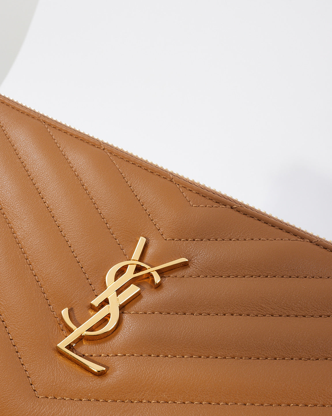 Saint Laurent Tan Matelassé Quilted Leather Document Holder Cassandra Pouch