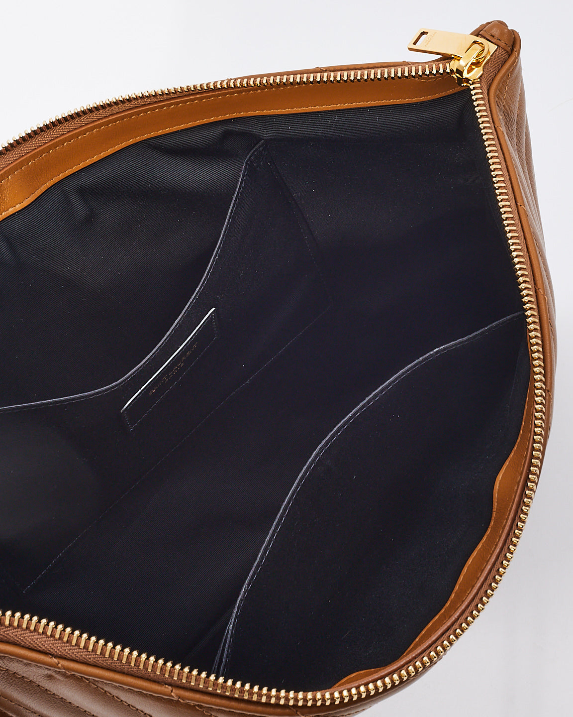 Saint Laurent Tan Matelassé Quilted Leather Document Holder Cassandra Pouch