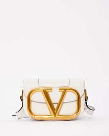  Valentino White Leather SuperVee Crossbody Bag