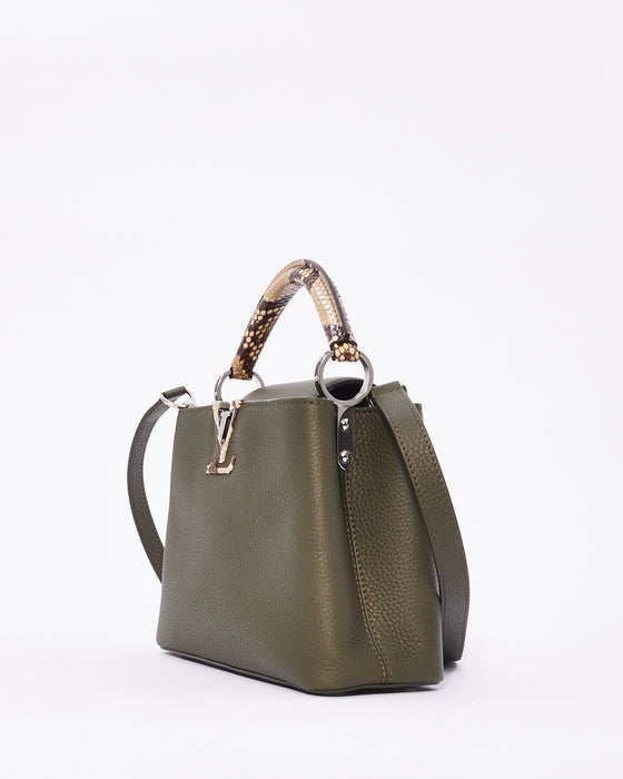 Louis Vuitton Green/Beige Leather And Python Capucines BB Bag