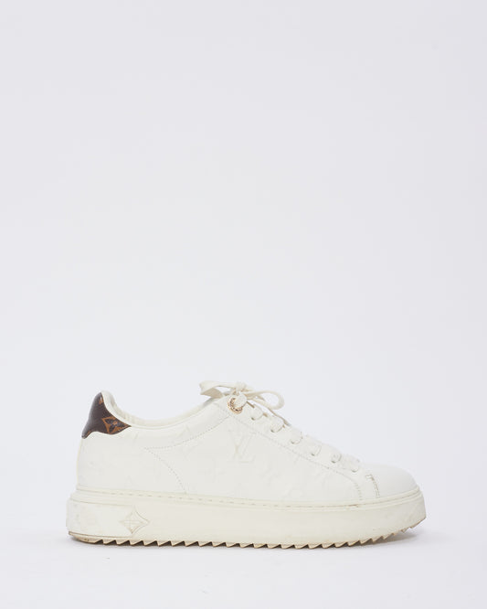 Louis Vuitton White Leather Monogram Sneakers - 38