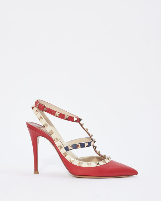 Valentino Red Rockstud Strap Sandal Heel - 37.5
