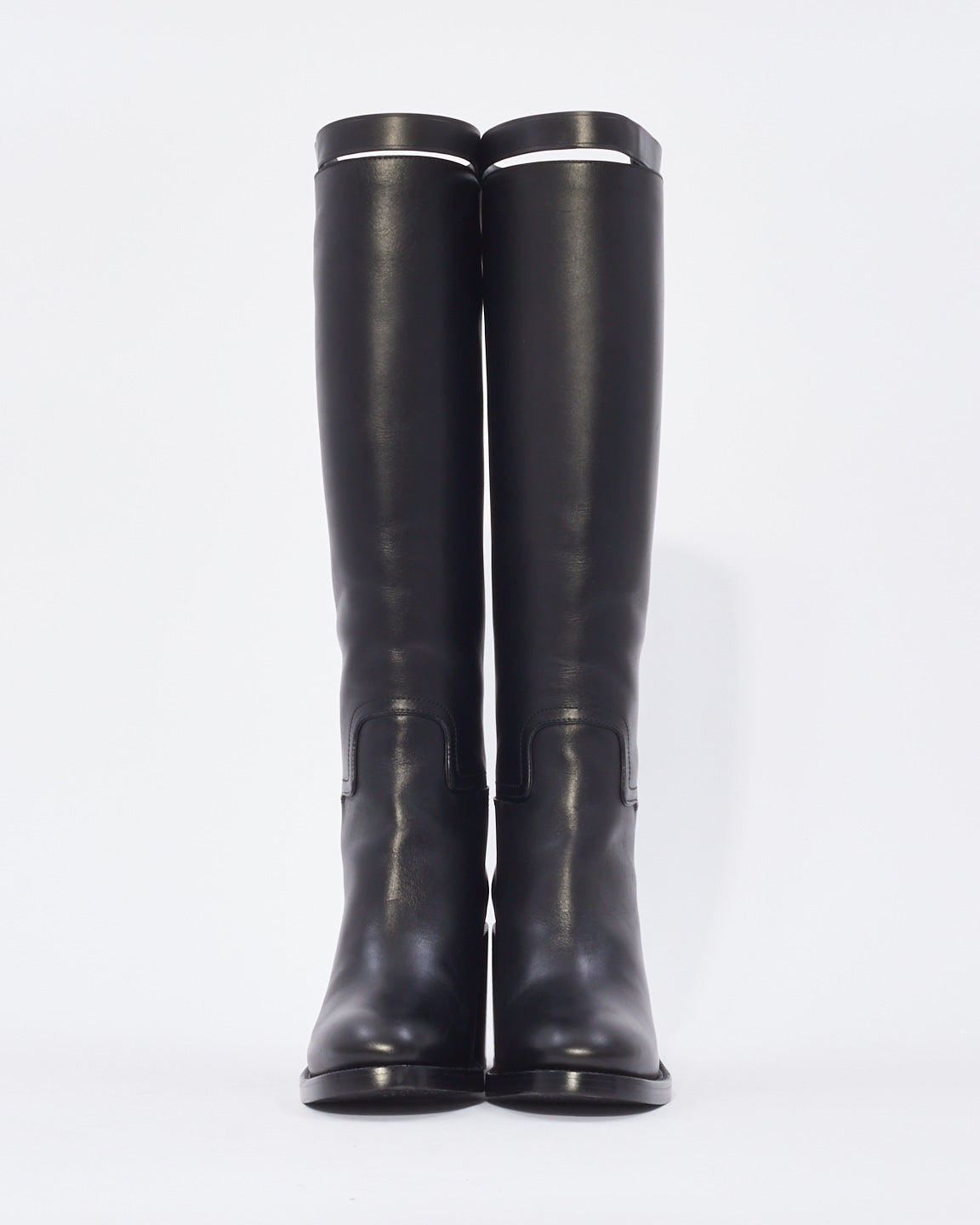 Burberry Black Leather Knee High Boots - 38.5