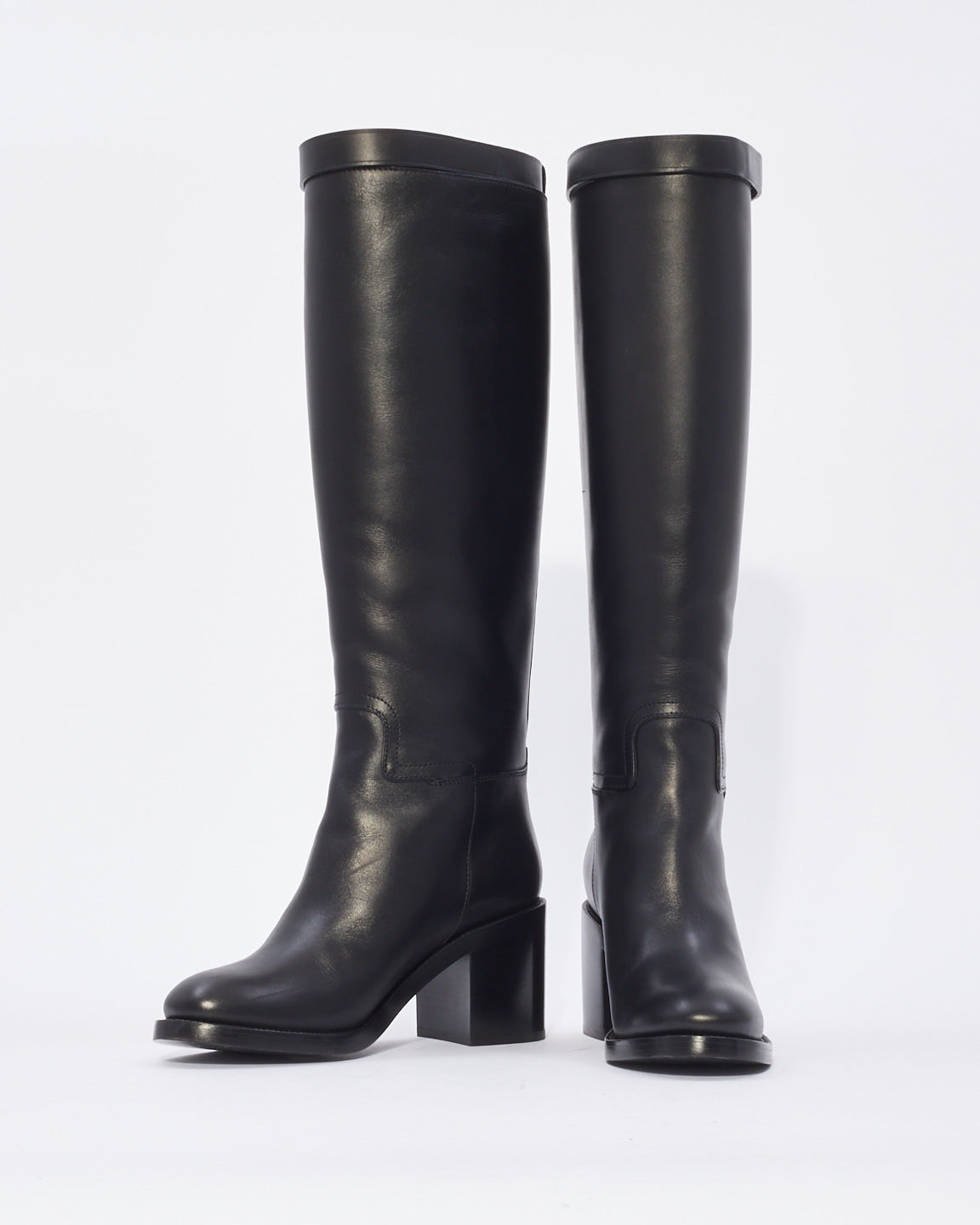 Burberry Black Leather Knee High Boots - 38.5