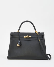  Hermès Black Togo Leather Kelly Retourne 35 with Gold Hardware