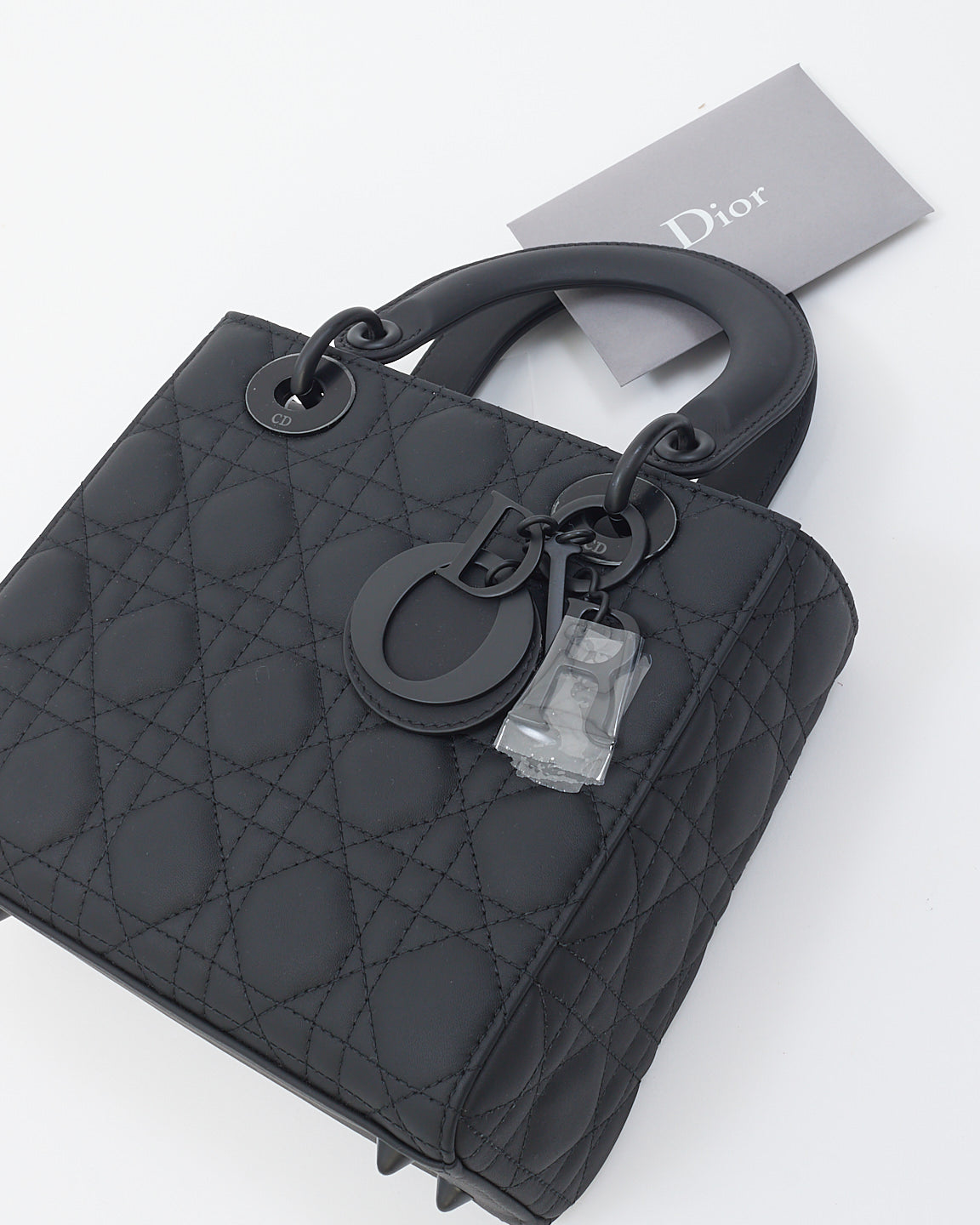 Dior Black Matte Leather Small Lady ABCDior Bag - NO STRAP