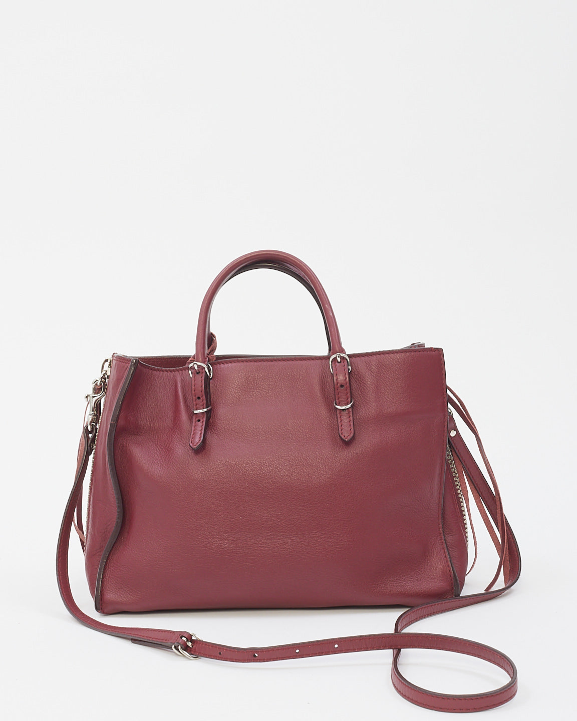 Explore a Balenciaga Burgundy Leather Mini Papier A6 Zip Around