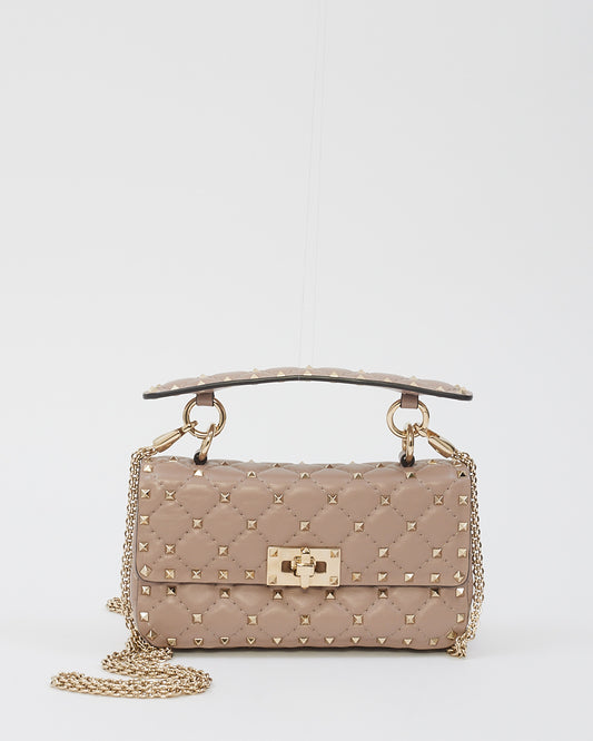 Valentino Dusty Pink Leather Rockstud Spike Small Shoulder Bag