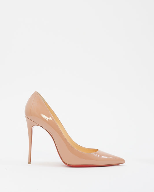 Christian Louboutin Beige Patent Leather Kate 100mm Pumps - 38