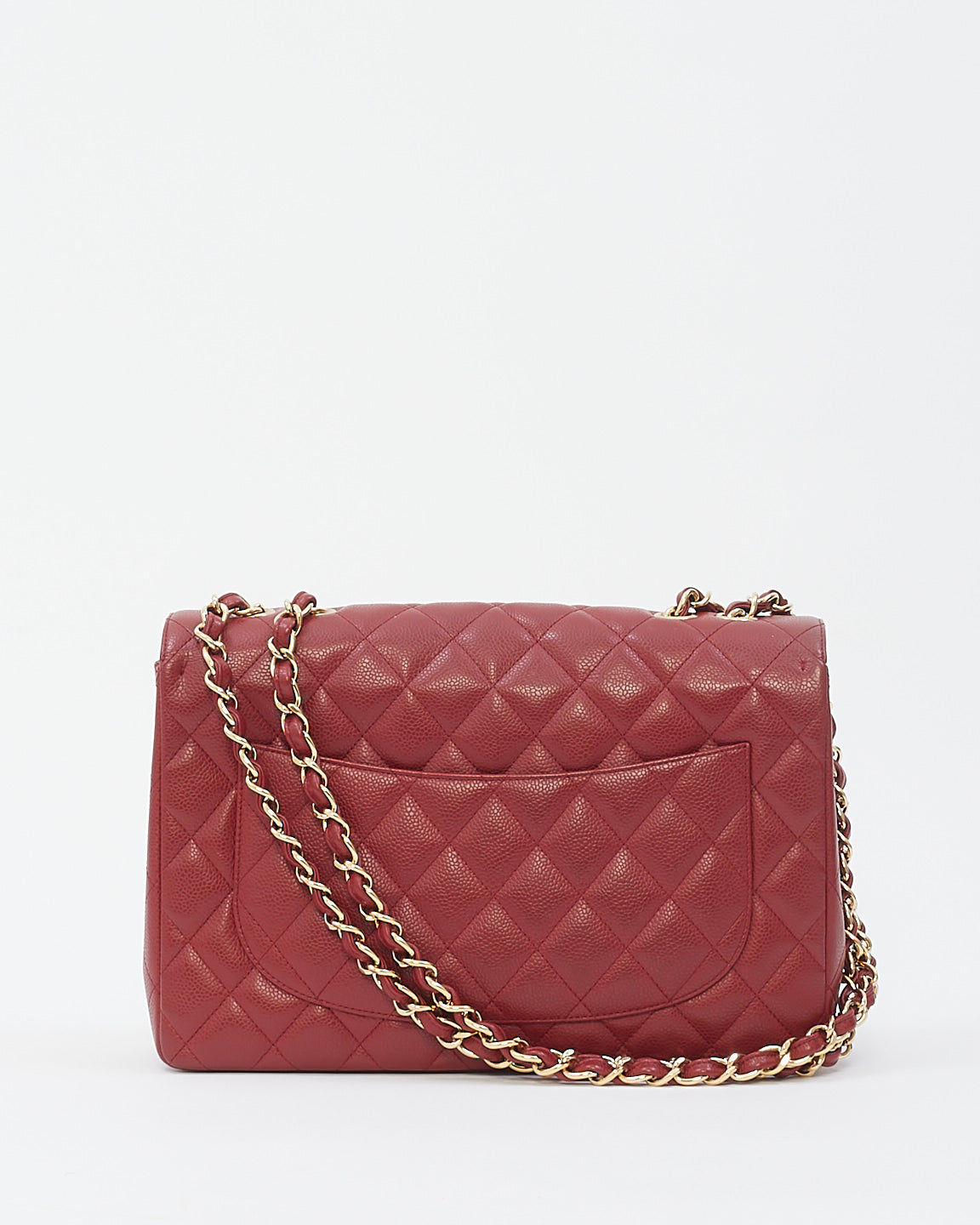 Chanel Burgundy Red Caviar Leather Jumbo Classic Flap with Gold Hardware