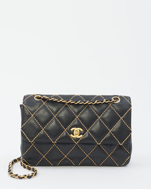  Chanel Black Leather Wild Stitch Flap Bag with Gold Hardware