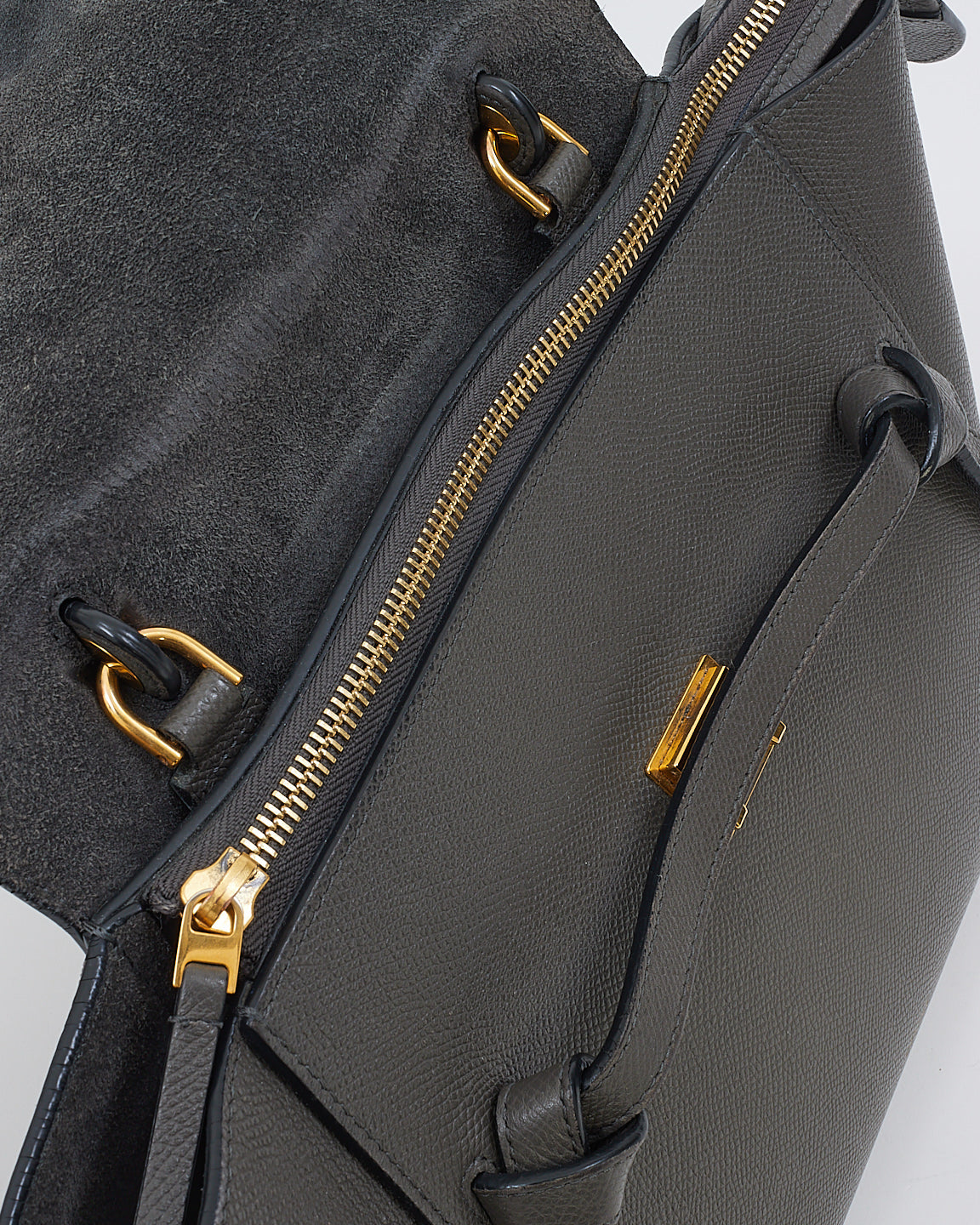 Celine Grey Grained Leather Mini Belt Bag