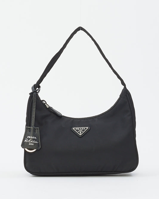 Prada Black Nylon Re-edition 2000 Mini Hobo Shoulder Bag