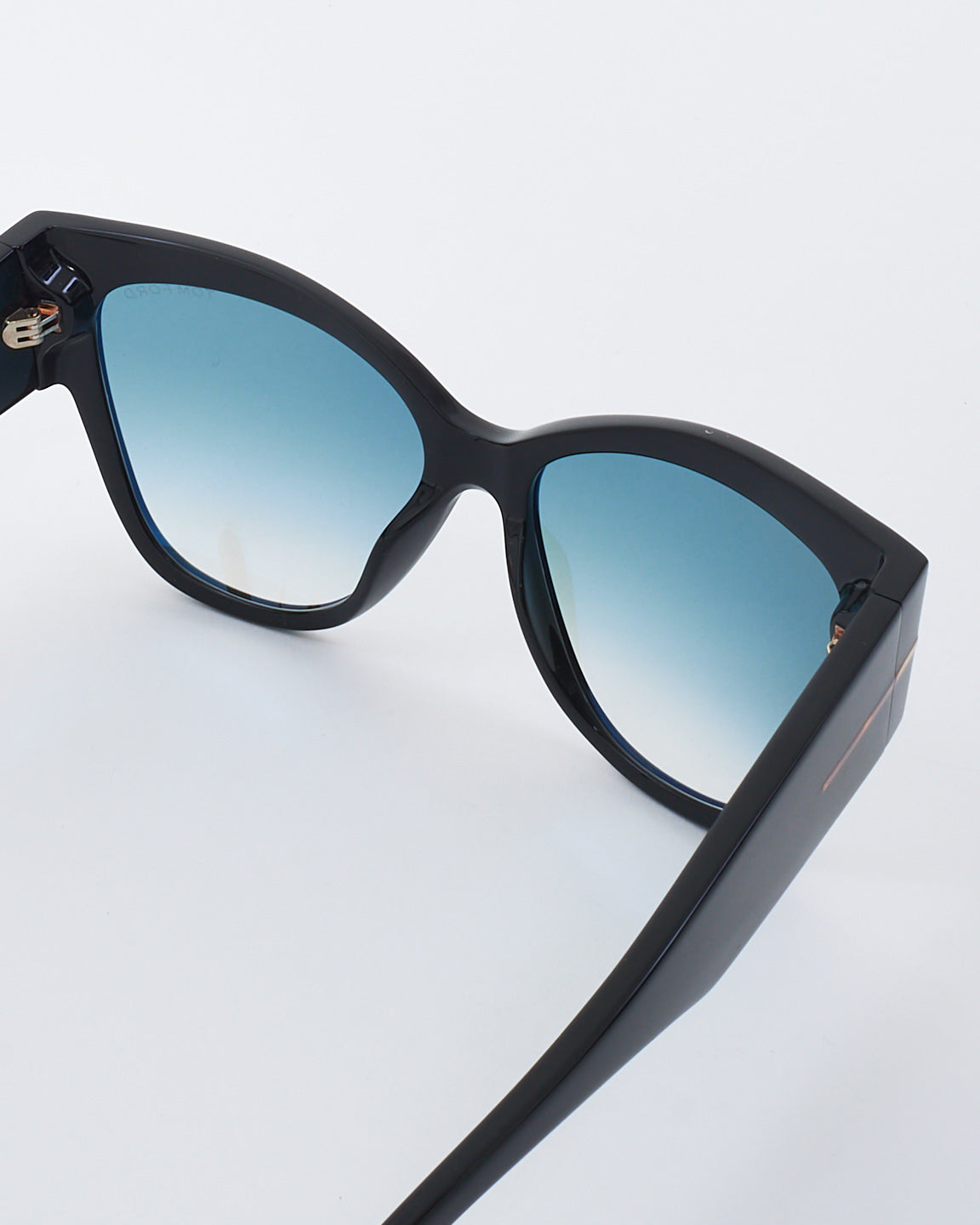 Tom Ford Black Acetate Cat Eye Frame Anoushka Sunglasses TF371