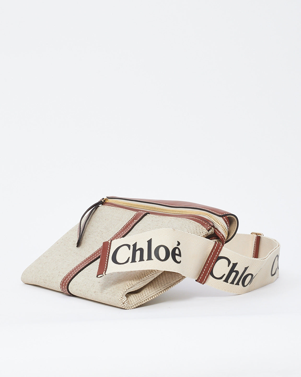 Chloé Beige Canvas Woody Belt Bag