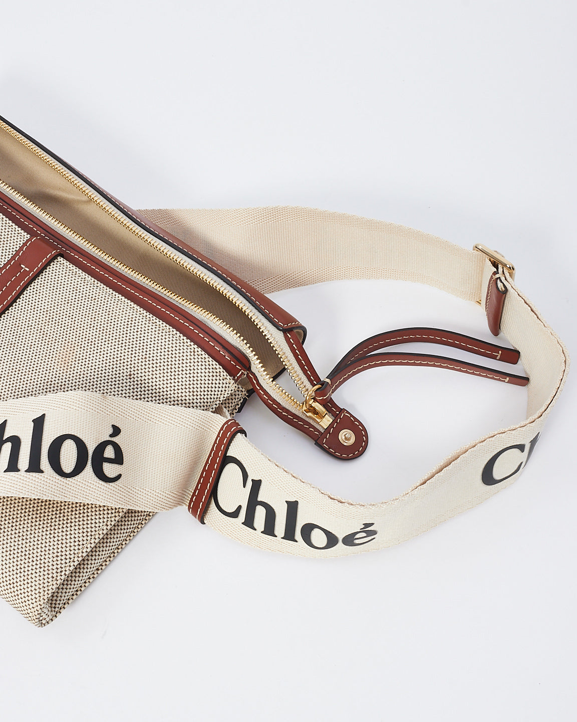 Chloé Beige Canvas Woody Belt Bag