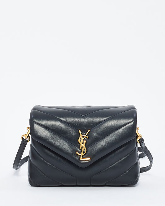 Saint Laurent Black Y Quilted Leather Toy Loulou Crossbody Bag with Gold Hardware